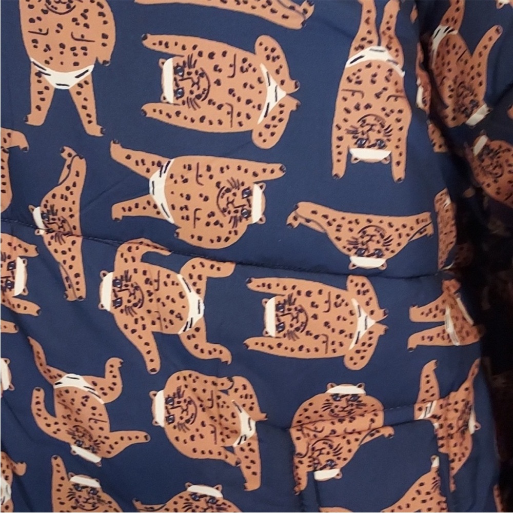 Compania Fantastica Sumo Cat Print Puffer Coat size Large - Picture 3 of 16